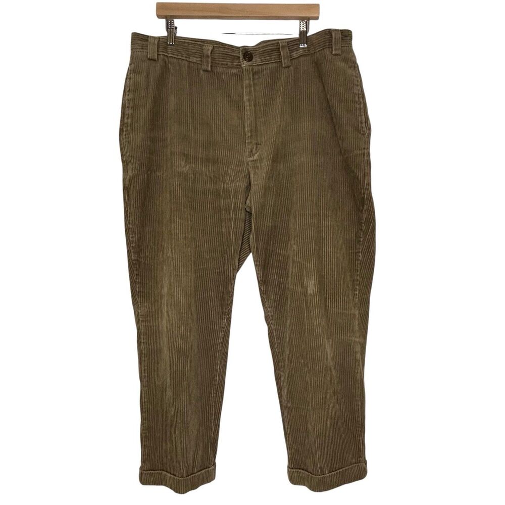LL Bean Corduroy Pants Cuffed Classic Fit Men's 40 X 29 Light Brown Vintage
